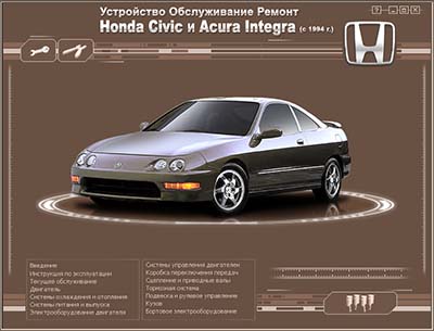 Устройство Обслуживание Ремонт  Honda Civic и Acura Integra (с 1994 г.в.) - АРУС, НЕОТЕХСОФТ, РМГ Мультимедиа